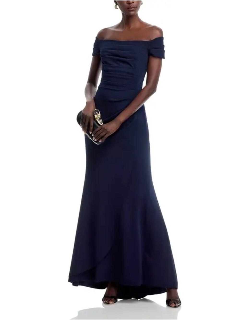 Aqua formal dress Off-Shoulder Navy Evening Gown NEW